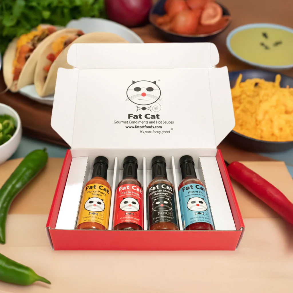 Funny Cat Name 4 Bottle Hot Sauce Gift Box - Image 4